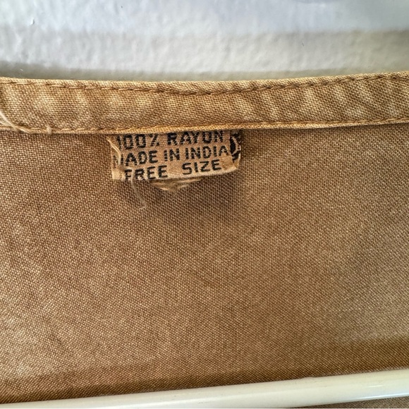 Vintage Bohemian Embroidered Maxi Dress Brown Velvet Detail Large one size boho - Picture 6 of 13